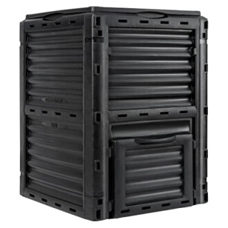 Black compost bin with ribbed design