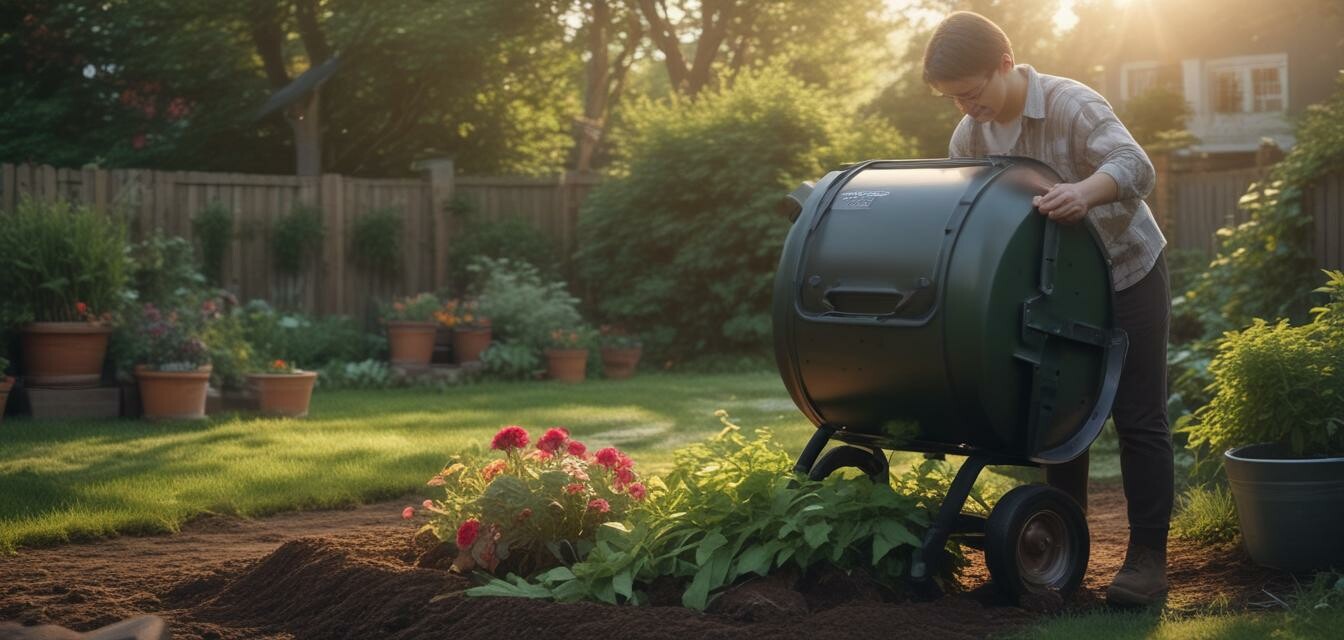 Compost Tumbler in Use