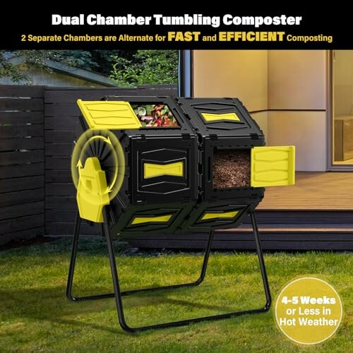 Dual chamber tumbling composter for efficient composting